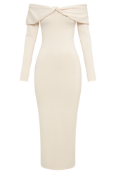 Odyssey Off Shoulder Knit Maxi Dress - Ivory